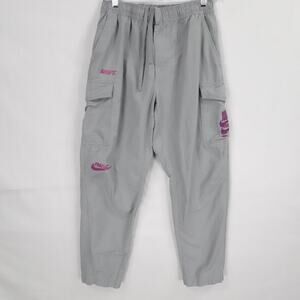 Nike Pants Boys Large Gray Sports Essentials Cargo‎ Multi Logo Streetwear Casual